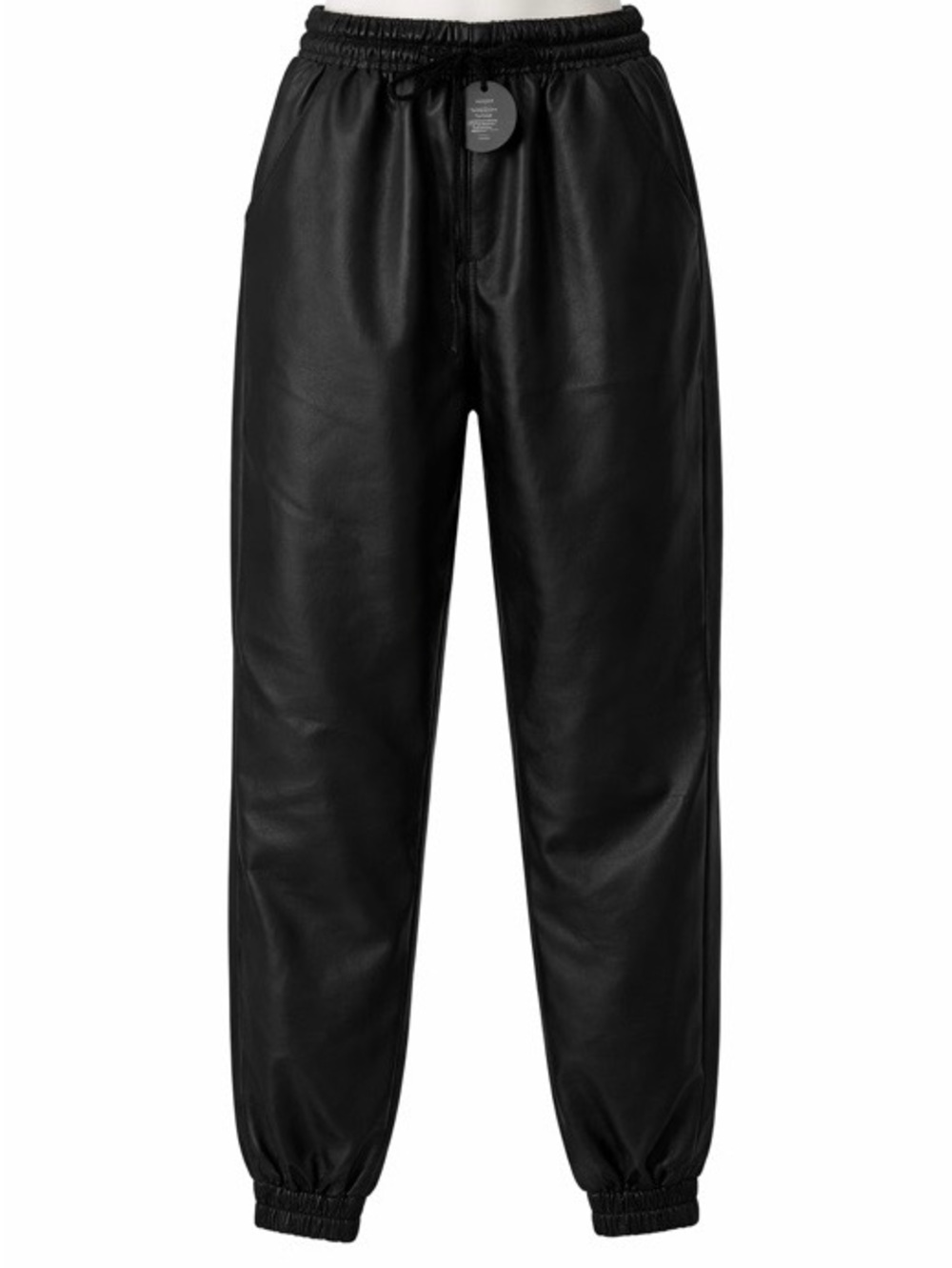 Faux Leather Jogger Pants Black Small Elastic Waist Drawstring NWT Streetwear